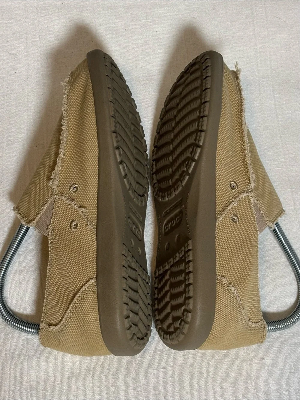 CROCS Santa Cruz Casual Slip-On Canvas Loafers-Khaki/Khaki-Men Size 7